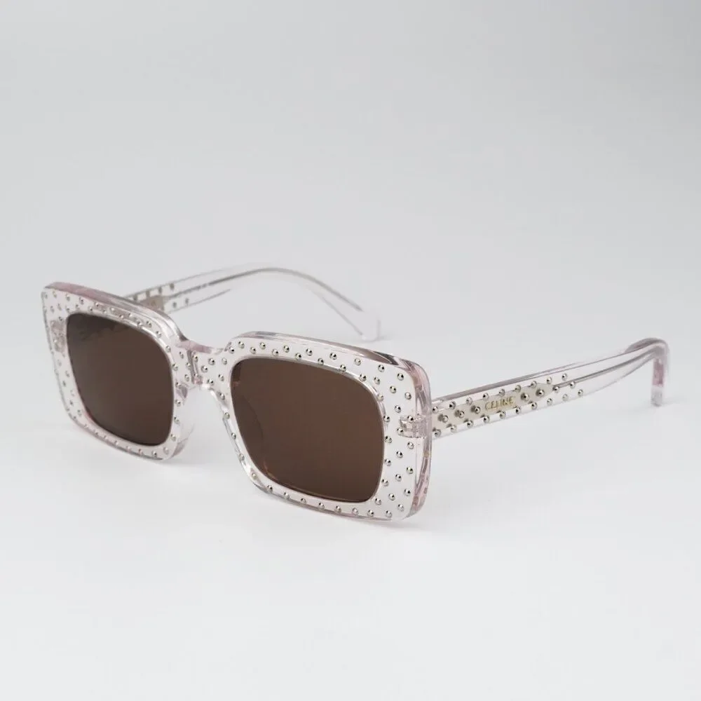 SALE! NEW Celine CL4213IS 27E ANIMATION XMAS Crystal Brown Rectangle Sunglasses